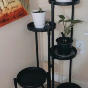 5 Tier Metal Plant Stand for Indoor Outdoor, Foldable Corner Tall Plant Stand